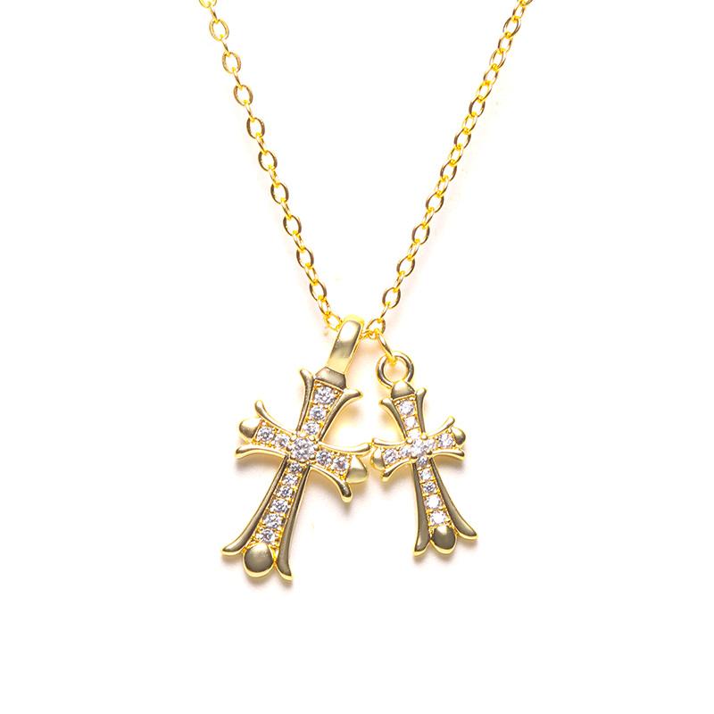 สร้อยคอไม้กางเขนคู่ สไตล์ Chrome Hearts 2868