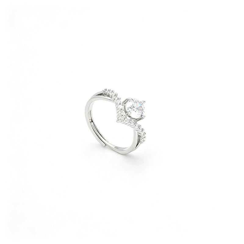 แหวนผู้หญิง ดีไซน์ไขว้ ประดับเม็ดกลม ปรับขนาดได้ | R3142