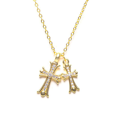 สร้อยคอไม้กางเขนคู่ สไตล์ Chrome Hearts 2868
