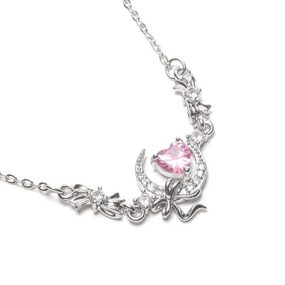 สร้อยคอพระจันทร์และดวงดาว ดีไซน์ระย้า สไตล์เกาหลีเรียบหรู 2892 | Moon & Star Layered Necklace Elegant Korean Style