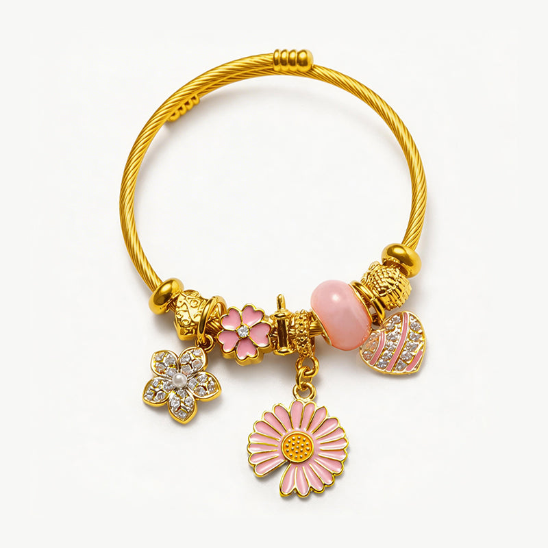 สร้อยข้อมือดอกไม้หลายสีและจี้รูปหัวใจ 2538