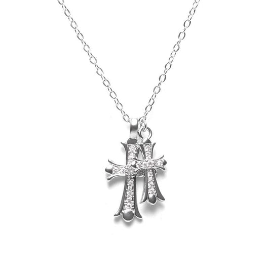 สร้อยคอไม้กางเขนคู่ สไตล์ Chrome Hearts 2868