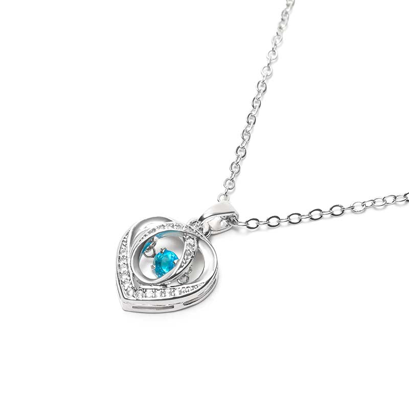 สร้อยคอหัวใจเงินฝังเพชรเซอร์โคเนียสีฟ้า 2926| Blue Zirconia Heart Silver Necklace