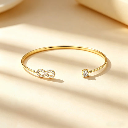 กำไลเปิด จี้อนันต์ สไตล์มินิมอลเกาหลี เรียบหรู | Open Bangle Infinity Charm Minimalist Korean Style