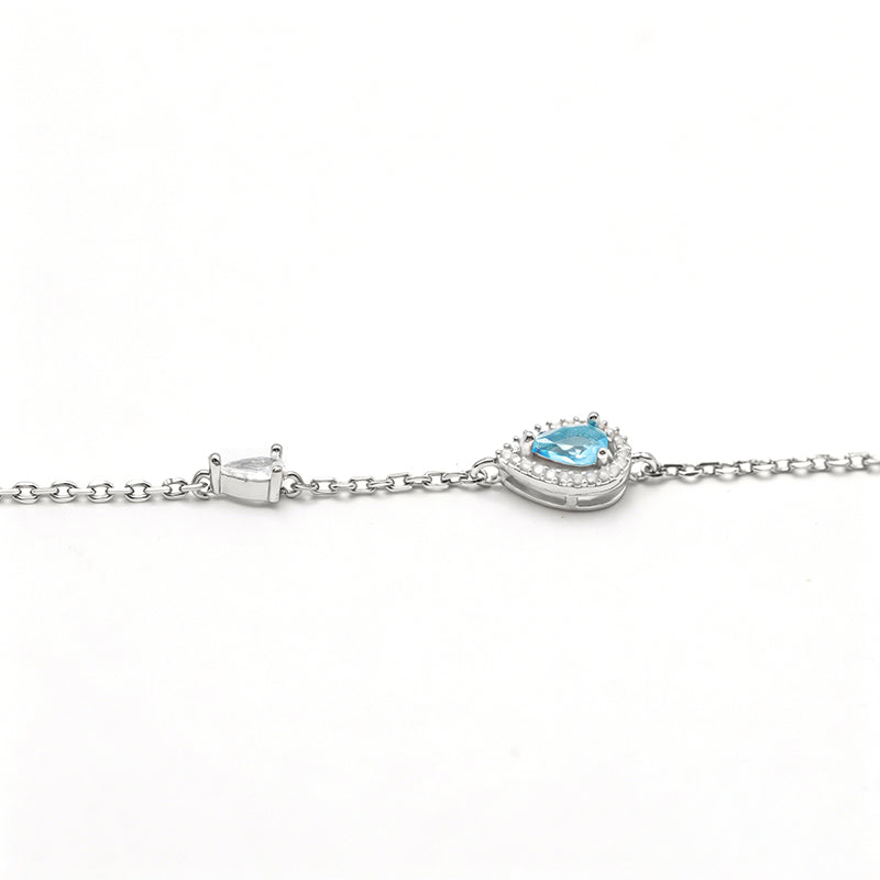 สร้อยข้อมือพลอยหยดน้ำสีฟ้า3112 | Blue Teardrop Gemstone Bracelet