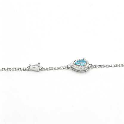 สร้อยข้อมือพลอยหยดน้ำสีฟ้า3112 | Blue Teardrop Gemstone Bracelet