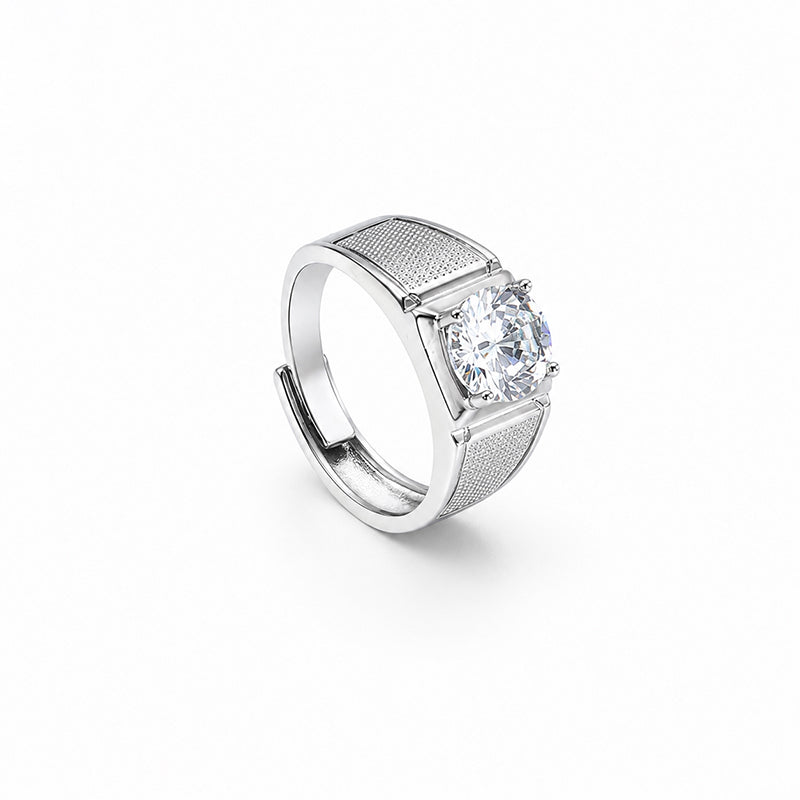 แหวนผู้ชายประดับ CZ ทรงกลม ดีไซน์เรียบหรู R3144