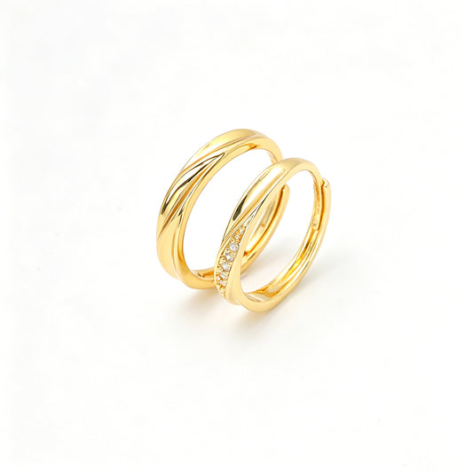 แหวนคู่สำหรับคู่รัก ดีไซน์ไขว้เรียบหรู สไตล์มินิมอล r2217-1