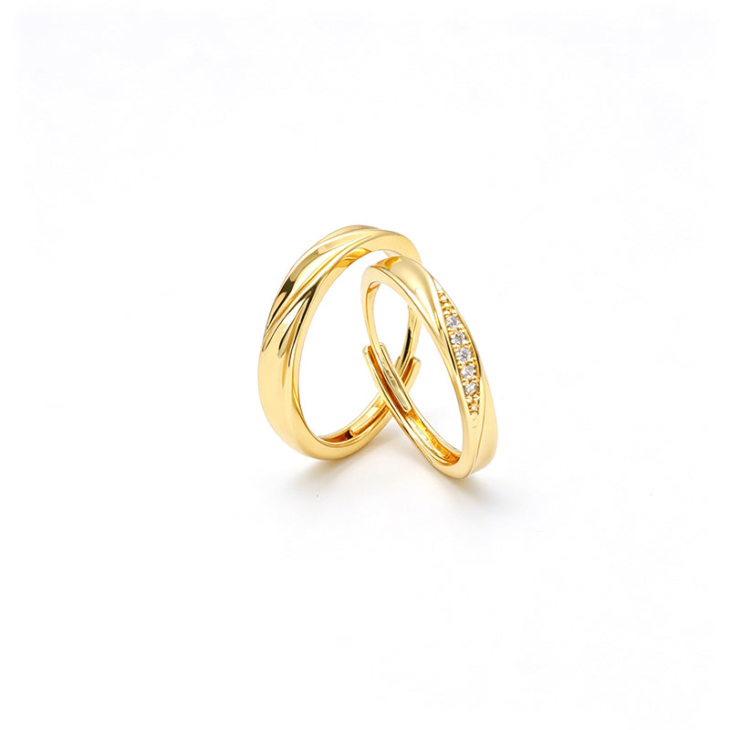 แหวนคู่สำหรับคู่รัก ดีไซน์ไขว้เรียบหรู สไตล์มินิมอล r2217-1