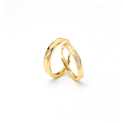 แหวนคู่สำหรับคู่รัก ดีไซน์ไขว้เรียบหรู สไตล์มินิมอล r2217-1