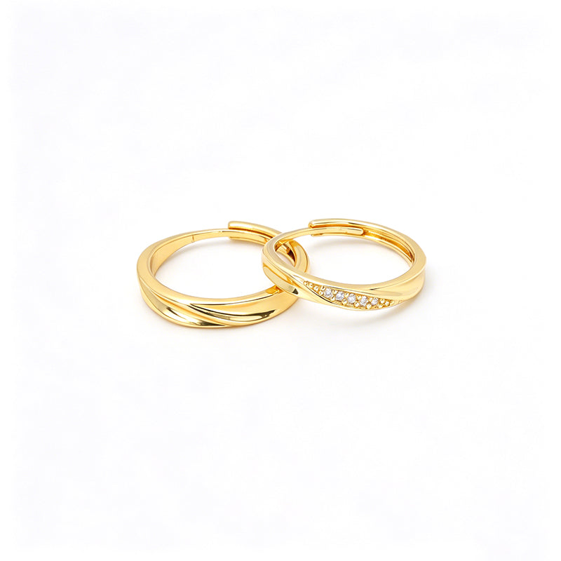 แหวนคู่สำหรับคู่รัก ดีไซน์ไขว้เรียบหรู สไตล์มินิมอล r2217-1