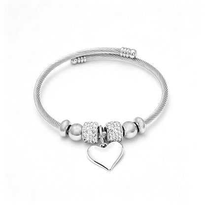 กำไลข้อมือจี้หัวใจ ดีไซน์สายเกลียว r3156