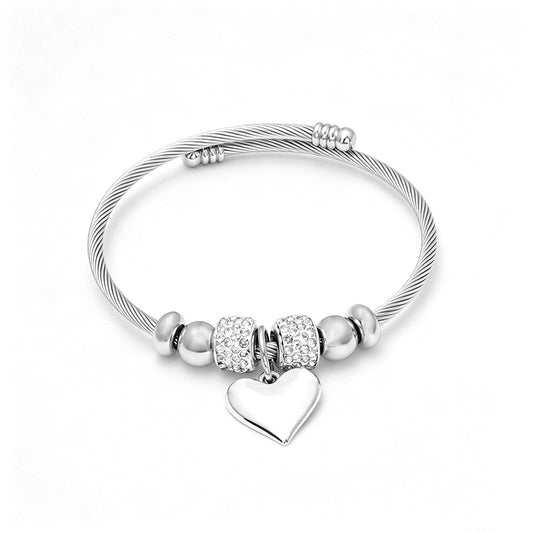 กำไลข้อมือจี้หัวใจ ดีไซน์สายเกลียว r3156