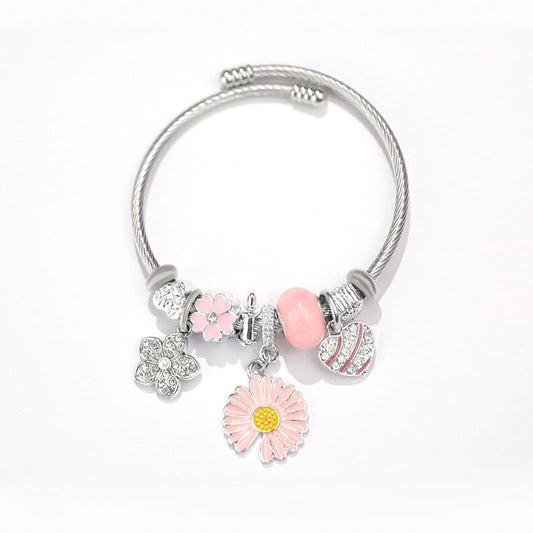 สร้อยข้อมือดอกไม้หลายสีและจี้รูปหัวใจ 2538