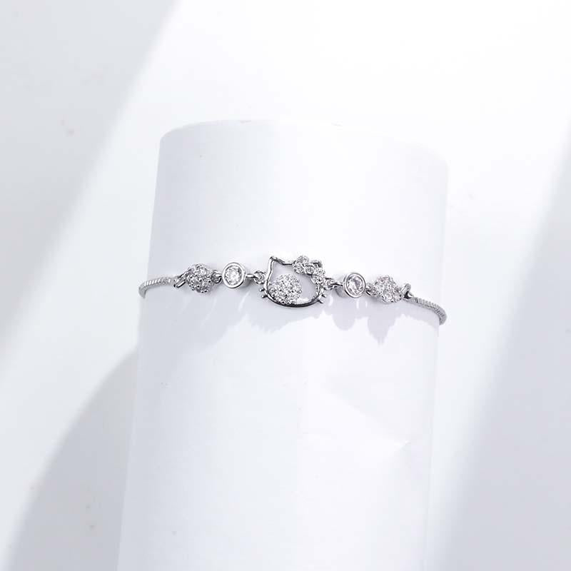 สร้อยข้อมือจี้แมวและดอกไม้ มินิมอลเรียบหรู 2896