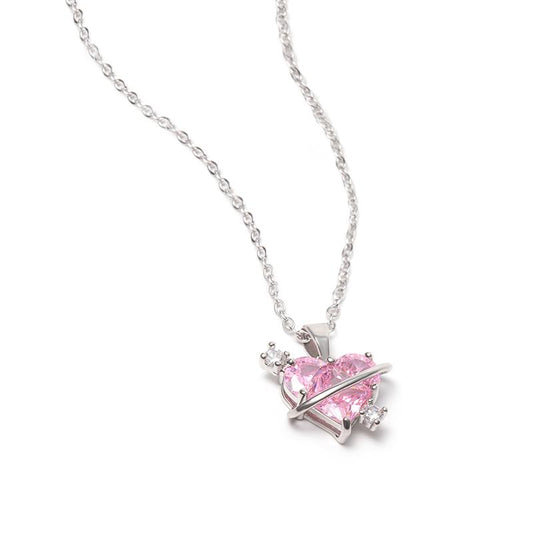 สร้อยคอจี้หัวใจสีชมพู วิบวับหวาน 2550