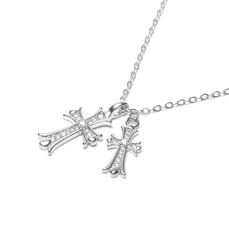 สร้อยคอไม้กางเขนคู่ สไตล์ Chrome Hearts 2868