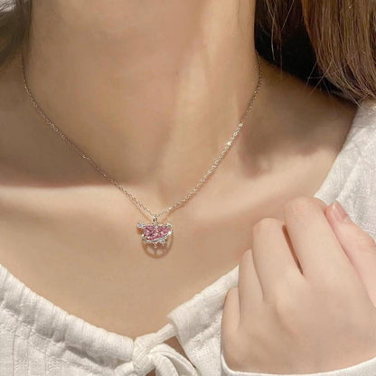 สร้อยคอจี้หัวใจสีชมพู วิบวับหวาน 2550