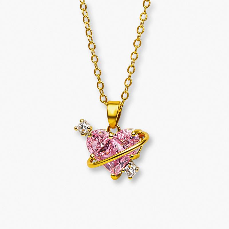 สร้อยคอจี้หัวใจสีชมพู วิบวับหวาน 2550