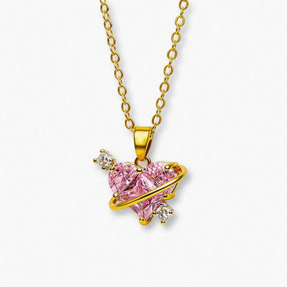 สร้อยคอจี้หัวใจสีชมพู วิบวับหวาน 2550