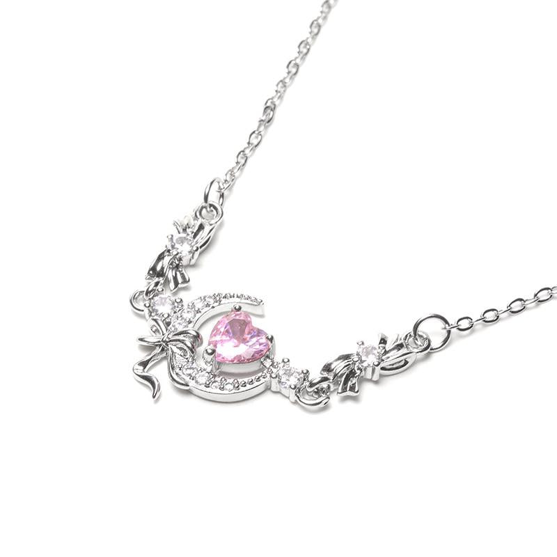 สร้อยคอพระจันทร์และดวงดาว ดีไซน์ระย้า สไตล์เกาหลีเรียบหรู 2892 | Moon & Star Layered Necklace Elegant Korean Style