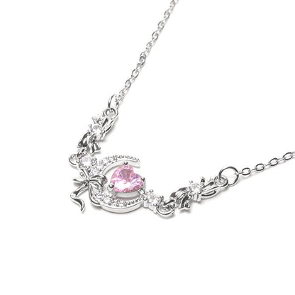สร้อยคอพระจันทร์และดวงดาว ดีไซน์ระย้า สไตล์เกาหลีเรียบหรู 2892 | Moon & Star Layered Necklace Elegant Korean Style
